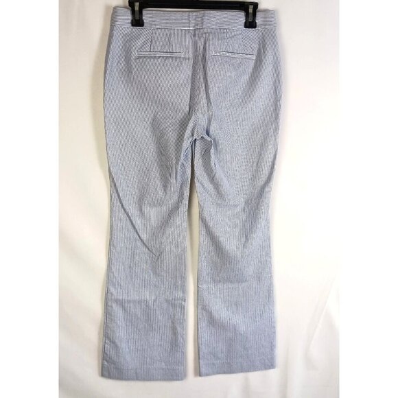Talbots Cropped Seersucker Pants 6 Petite Light Blue Stripe Stretch Summer - Picture 5 of 8